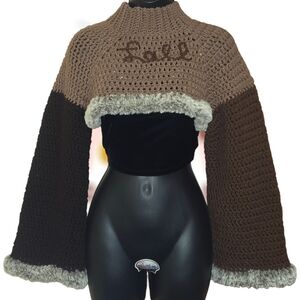 Overly Brown/Fur "fall" Crop Sweater, Loose Fit, Multi-size, HandmadeByMe, OBO